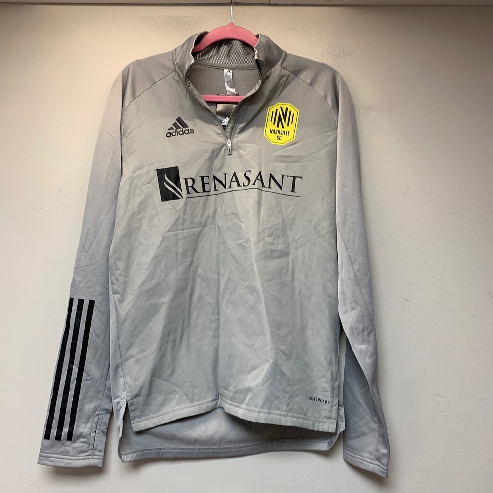 Adidas Nashville SC Training Top Mens Small Grey NEW Quarter Zip EK5464